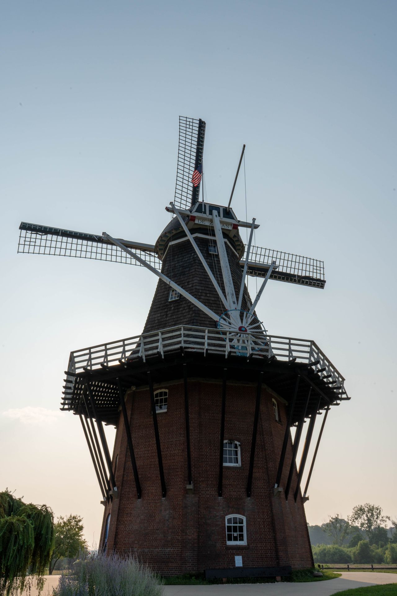 A historic windmill in the rural town of Holland, Michigan.